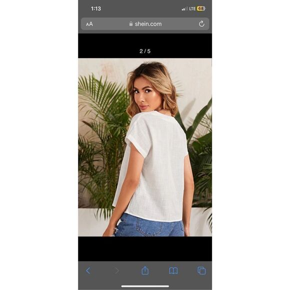 Emery Rose Batwing Sleeve Solid White Tee- Shein - Picture 6 of 7